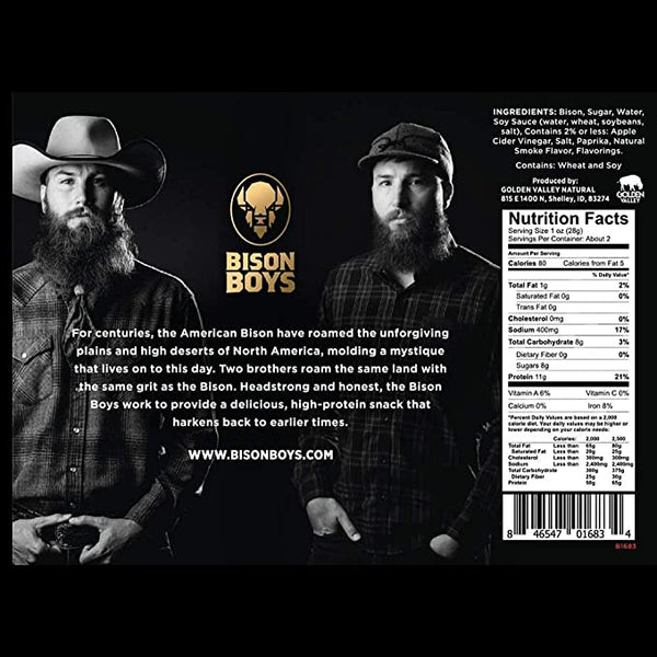 Bison Boys Sweet and Spicy back of bag label