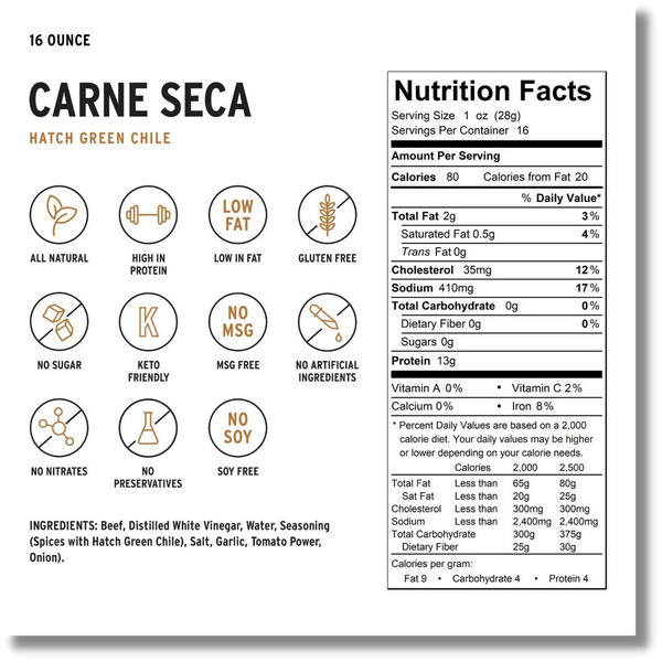Carne Seca Nutritional and Ingredients